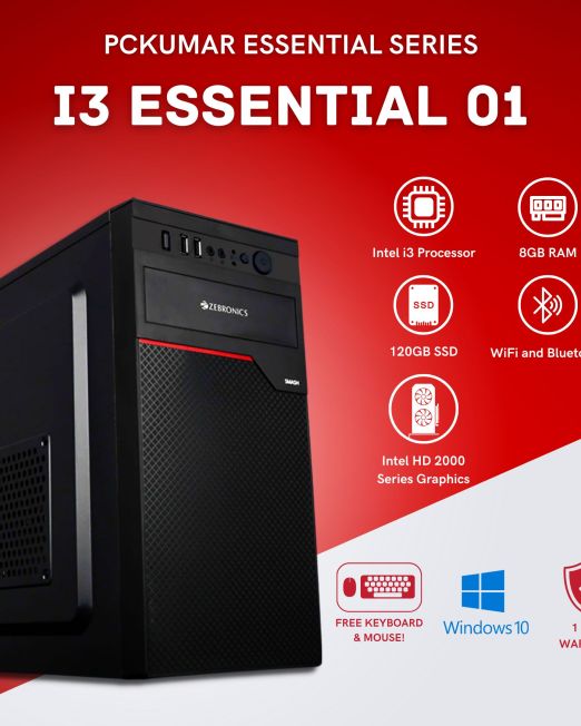 PcKumar Essential 01 Intel i3 Basic PC