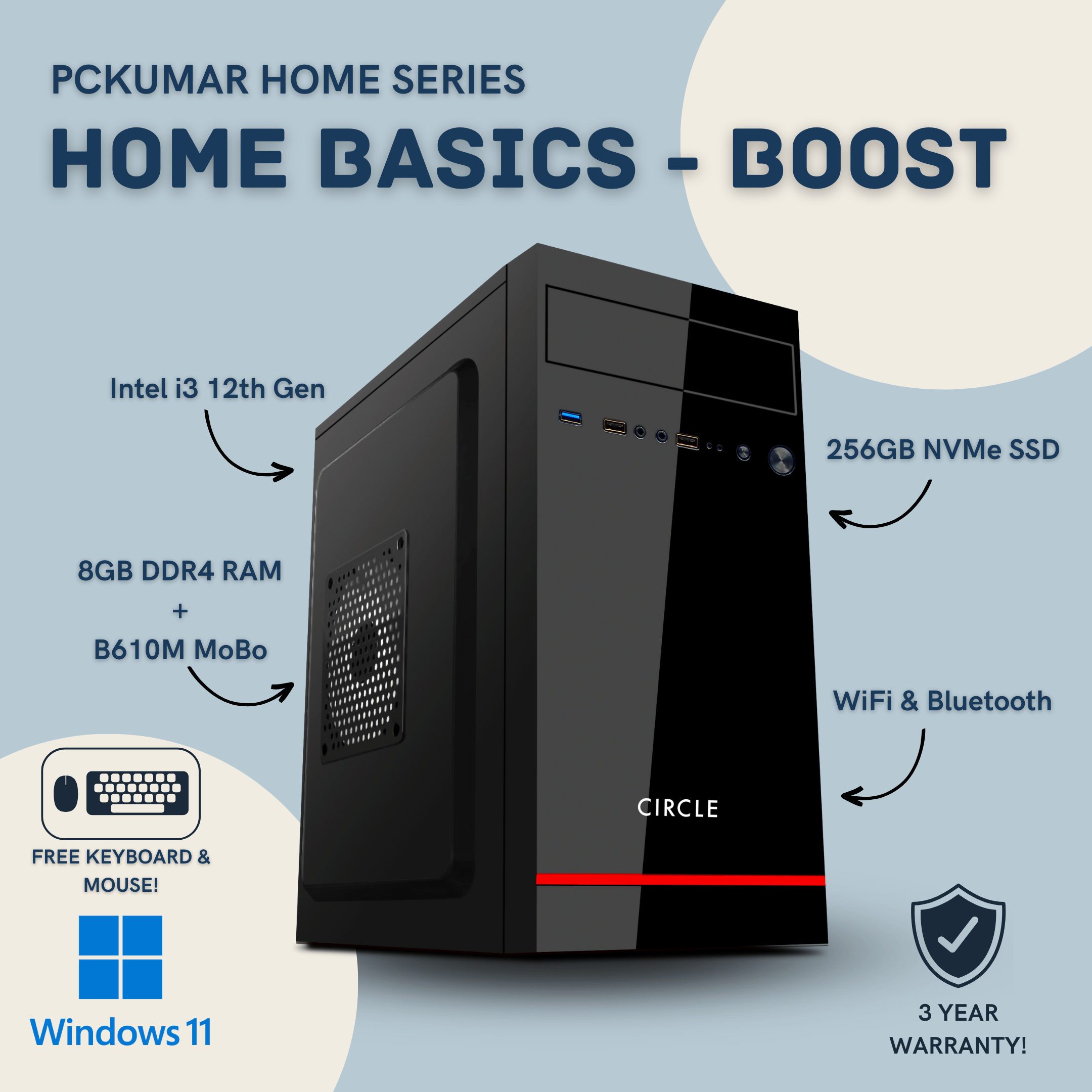 Home Basics i3 12th Gen PC for 28499/-