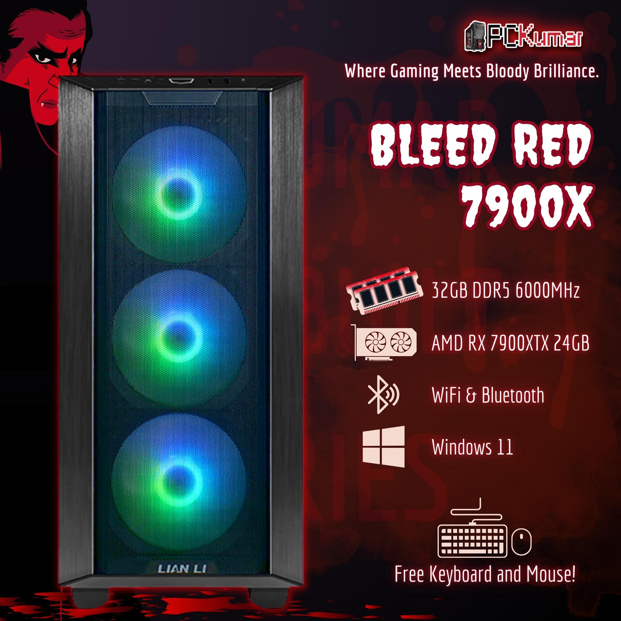 Bleed Red Gamer with AMD Ryzen 9 7900X + RX 7900XTX 24GB