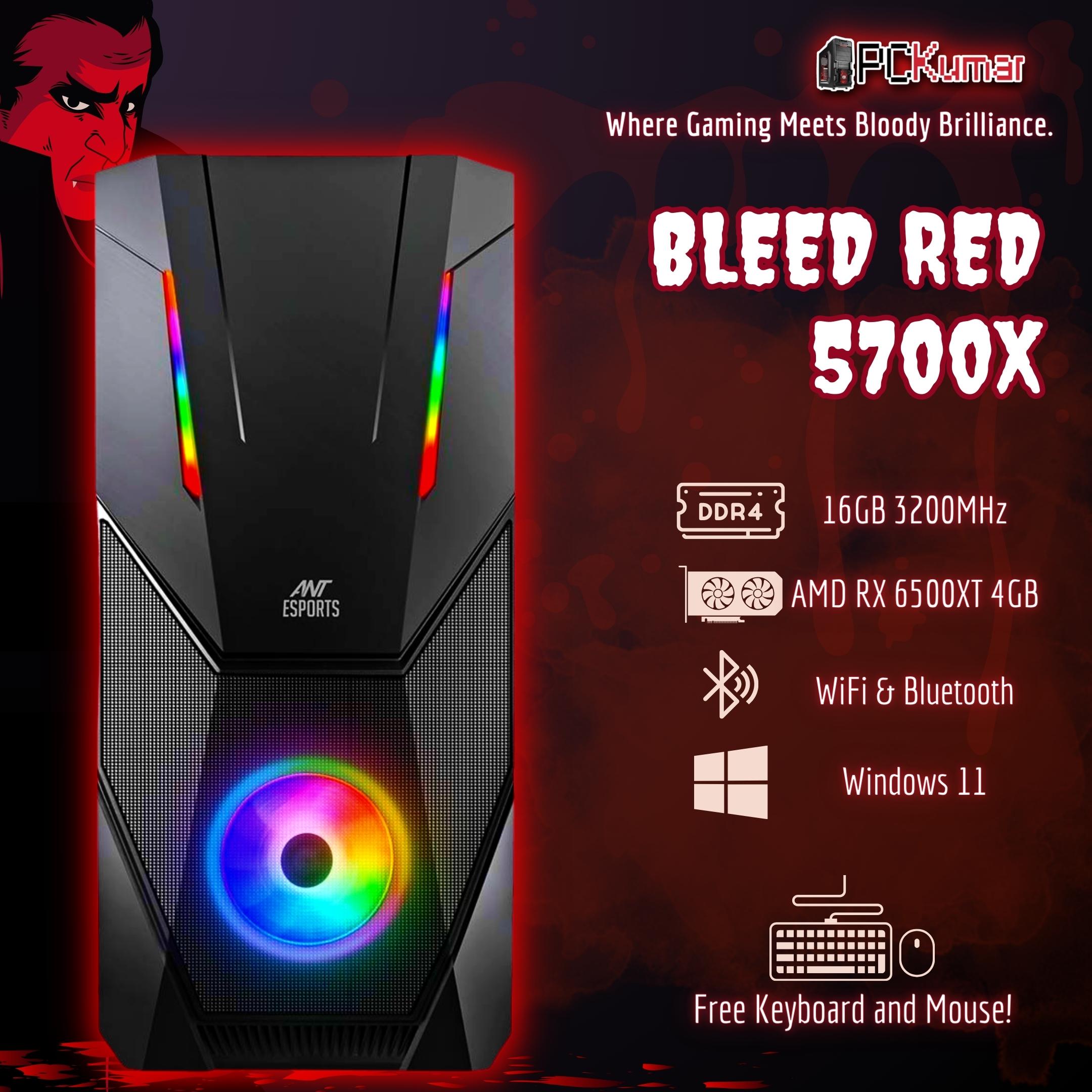Bloody Red Gamer with AMD Ryzen 7 5700 + RX 6500XT