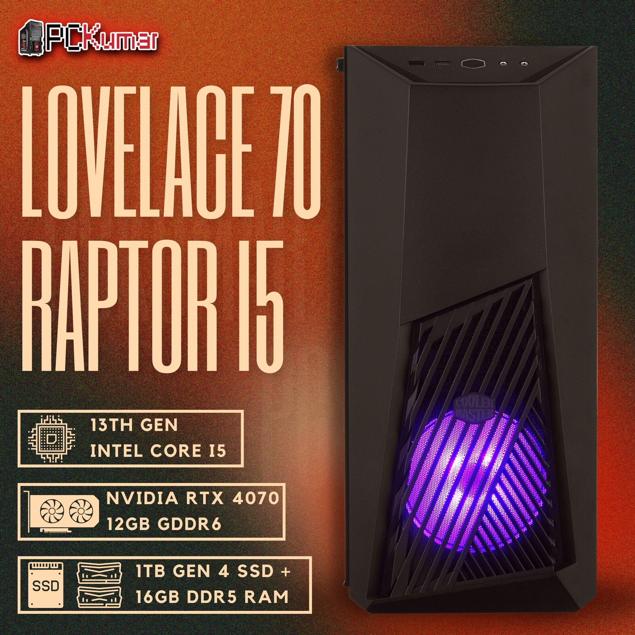 Lovelace Raptor Gamer with Intel i5 13400F + 4070 12GB