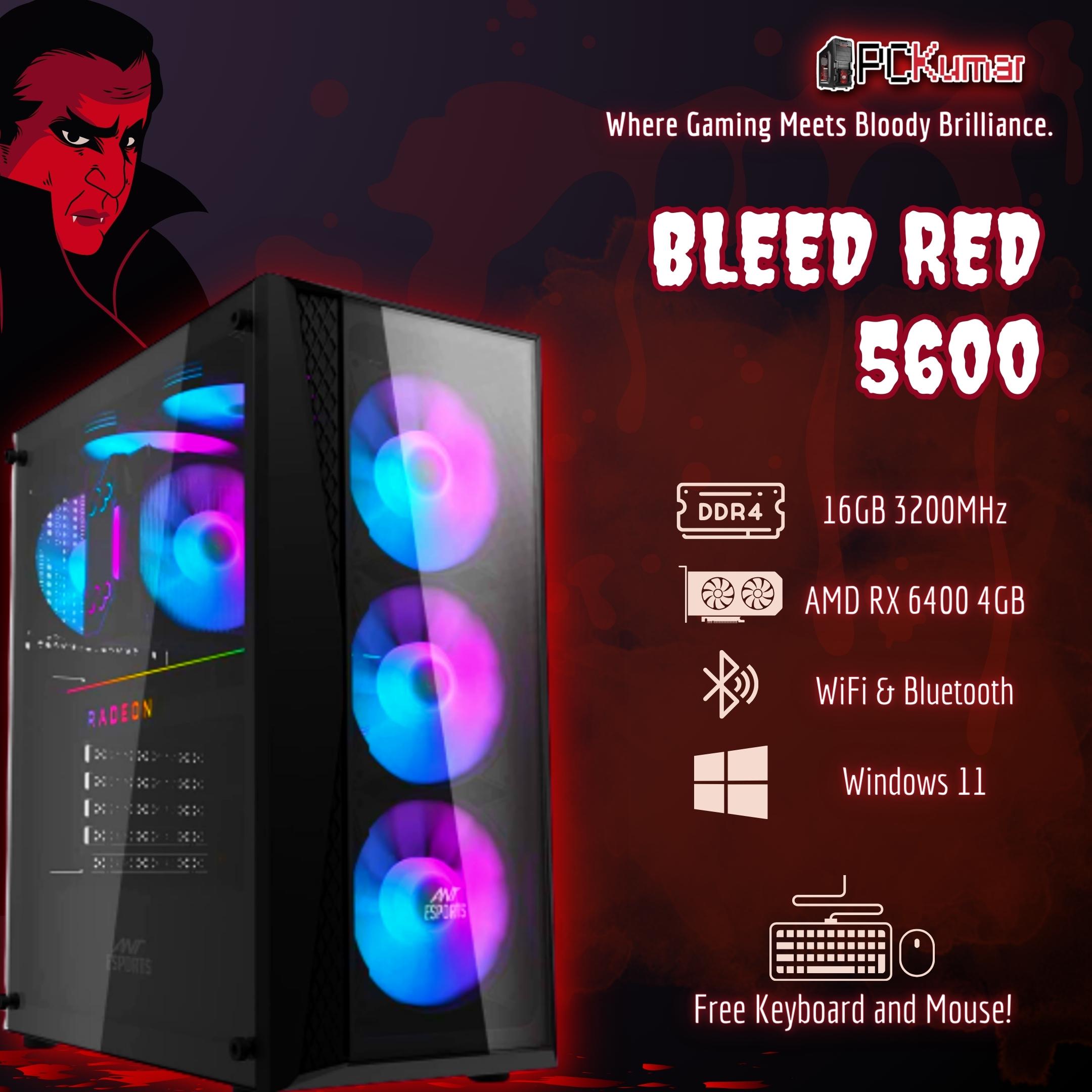 Bloody Red Gamer with AMD Ryzen 5 5600 + RX 6500XT