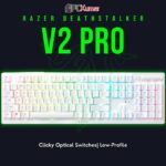Razer DeathStalker V2 Pro - Wireless Low Profile Optical Gaming Keyboard (Clicky Purple Switch) - White Edition