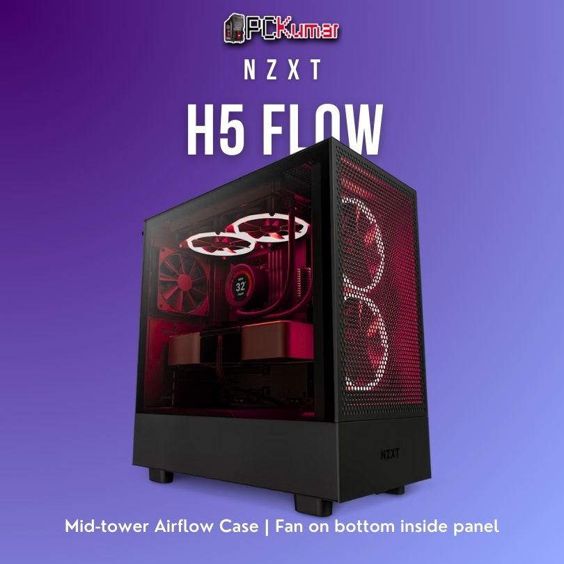 NZXT Chassis H Series H5 Flow Edition ATX Mid Tower Chassis All Black color (CC-H51FB-01)