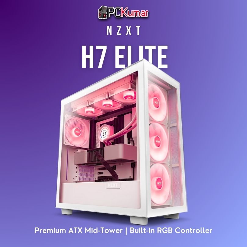 NZXT Chassis H Series H7 (2023) Elite Edition ATX Mid Tower Chassis Without PSU White color-CM-H71EW-02