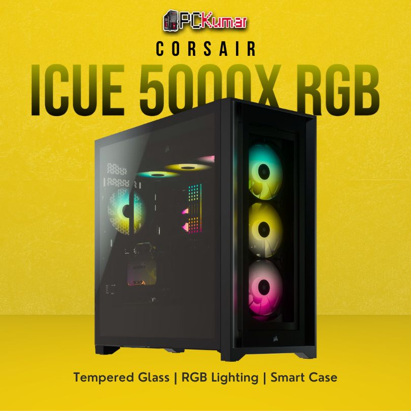Corsair iCUE 5000X RGB Tempered Glass Mid-Tower Smart Case, Black