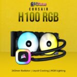 CORSAIR H100 RGB, 240mm Radiator, Liquid CPU Cooler