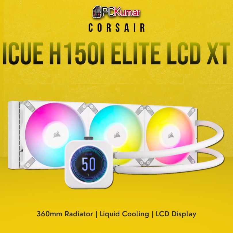 CORSAIR iCUE H150i ELITE LCD XT - White Liquid CPU Cooler - PCKumar Infotech