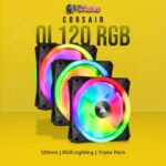 CORSAIR QL Series, QL120 RGB, 120mm RGB LED Fan, Triple Pack with Lighting Node CORE