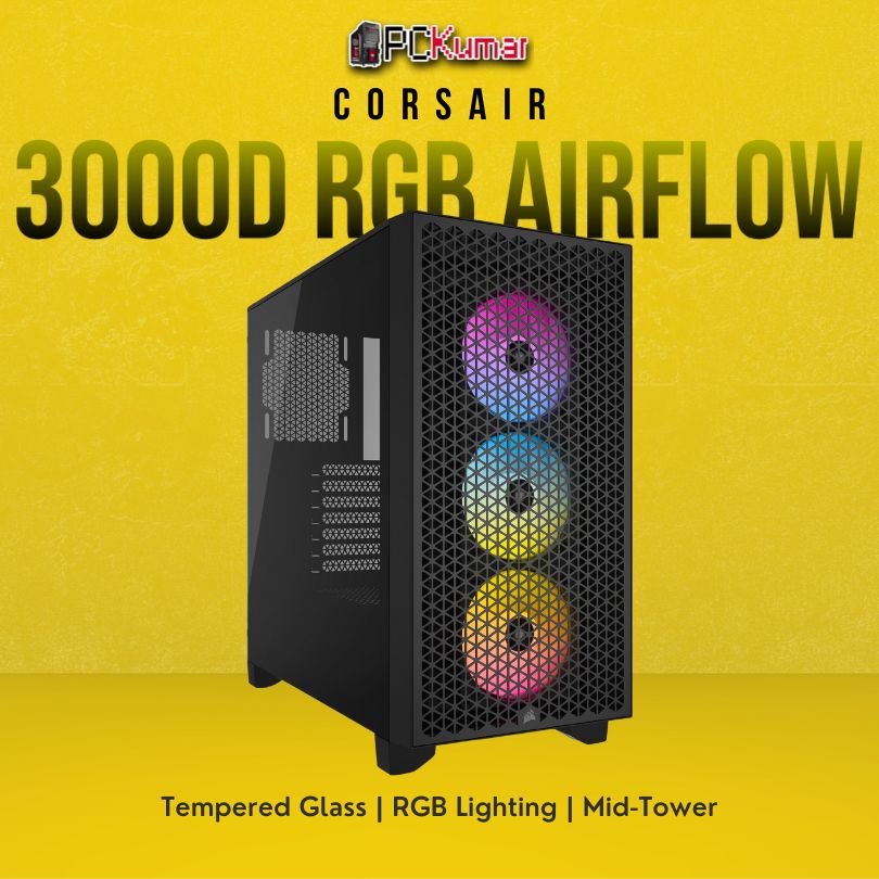 Corsair 3000D RGB Tempered Glass Mid-Tower, Black