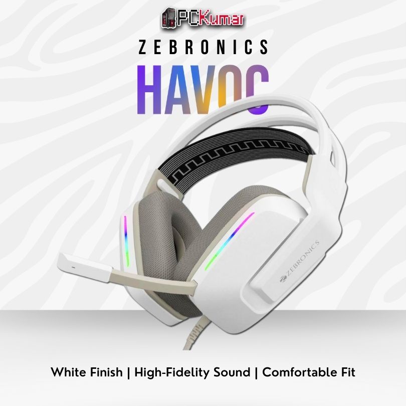 H-ZEB GAMING WIRED HEADPHONE WITH MIC AND VOL (HAVOC WHITE)