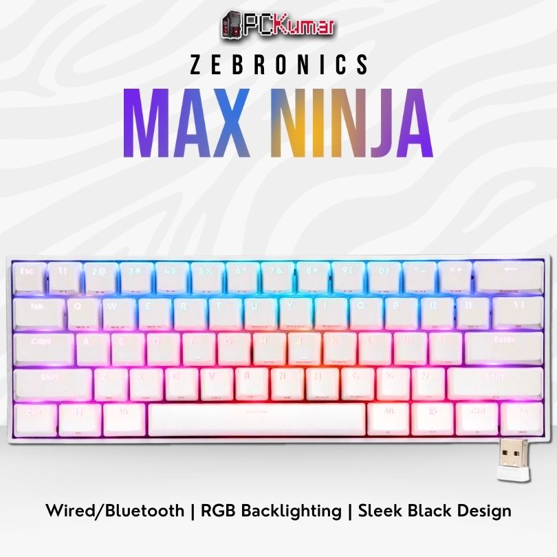 KB-ZEBRONICS MECHANICAL DUAL MODE WIRED AND BLUETOOTH KEYBOARD (MAX NINJA WHITE)