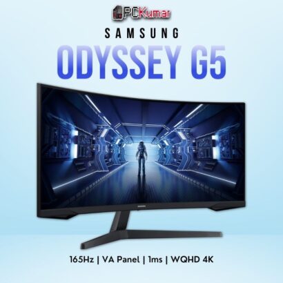 Samsung Odyssey G5 34G55 34-inch WQHD 165Hz ultra-wide curved gaming monitor with HDR10.