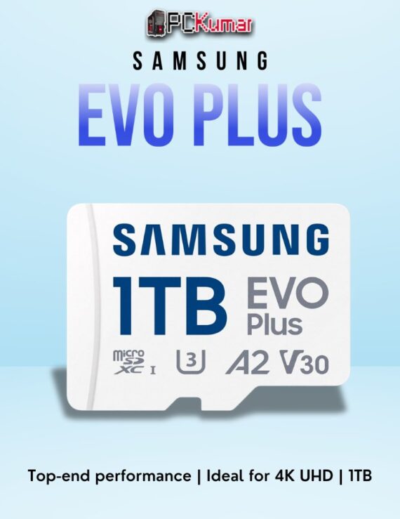SAMSUNG EVO+ 1TB MicroSD card with high-capacity storage and Class 10 speeds for professional use.