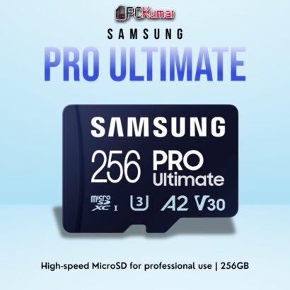 SAMSUNG PRO Ultimate MicroSD 256GB featuring UHS-I speeds, durable construction, and versatile compatibility.