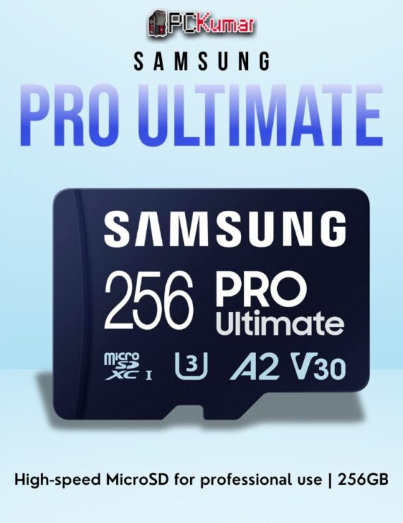 SAMSUNG PRO Ultimate MicroSD 256GB featuring UHS-I speeds, durable construction, and versatile compatibility.