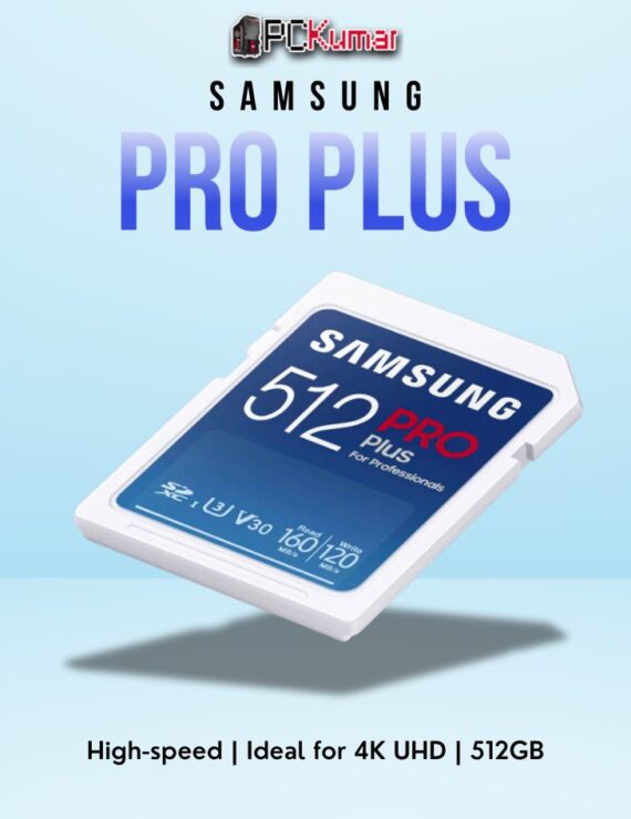SAMSUNG PRO+ SD Card 512GB with professional-grade performance and durable design.