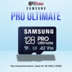 SAMSUNG PRO Ultimate SD Card 128GB with high-speed UHS-I performance and durable construction.
