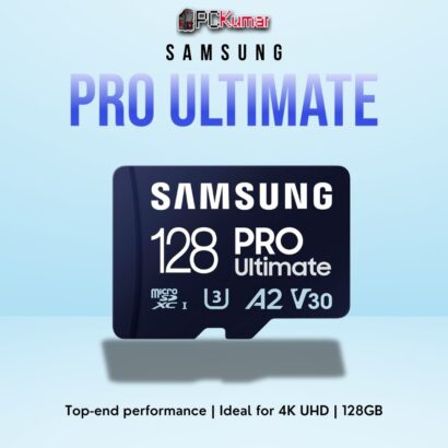 SAMSUNG PRO Ultimate SD Card 128GB with high-speed UHS-I performance and durable construction.