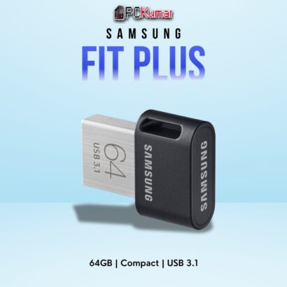 SAMSUNG FIT Plus Flash Drive 64GB with a minimalist design, featuring USB 3.1 technology for efficient data storage.