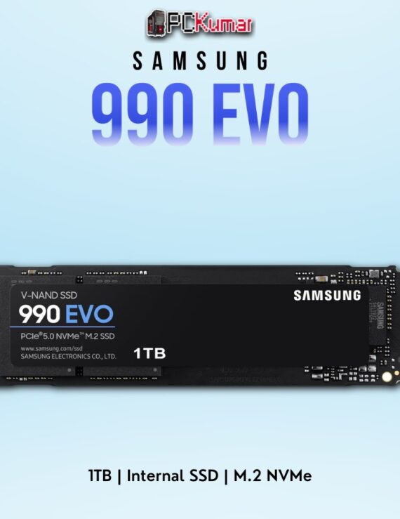 SAMSUNG 990 EVO SSD 1TB with PCIe 4.0 interface, designed for ultra-fast performance in gaming and professional tasks.