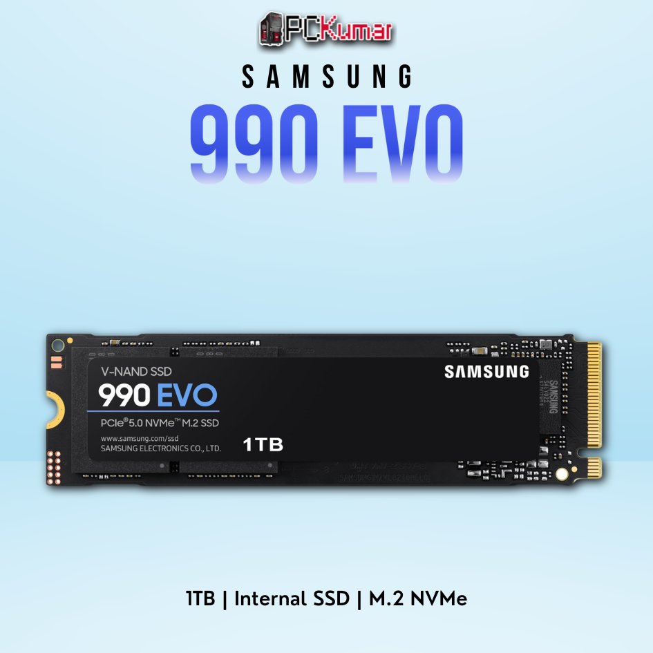SAMSUNG 990 EVO SSD 1TB with PCIe 4.0 interface, designed for ultra-fast performance in gaming and professional tasks.
