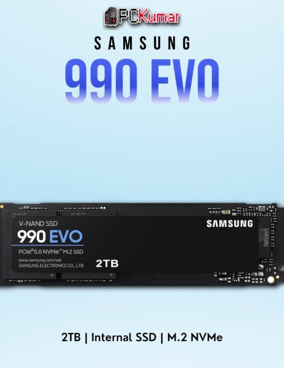 SAMSUNG 990 EVO SSD 2TB featuring PCIe 4.0 speeds and V-NAND technology for high-performance computing.