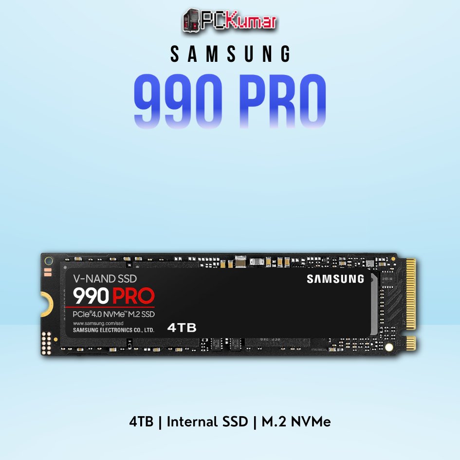 SAMSUNG 990 PRO SSD 4TB with PCIe 4.0 speeds, large capacity, and enterprise-level reliability.