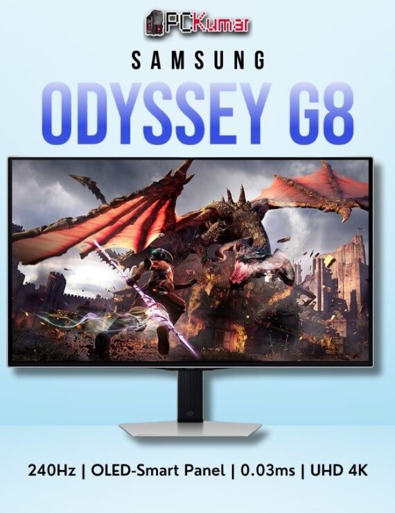 Samsung Odyssey OLED G8 32DG800, 32-inch UHD 240Hz OLED gaming monitor with HDR10+, Smart Hub, and ultra-thin design