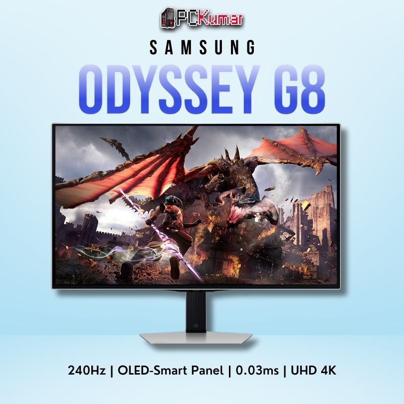 Samsung Odyssey OLED G8 32DG800, 32-inch UHD 240Hz OLED gaming monitor with HDR10+, Smart Hub, and ultra-thin design