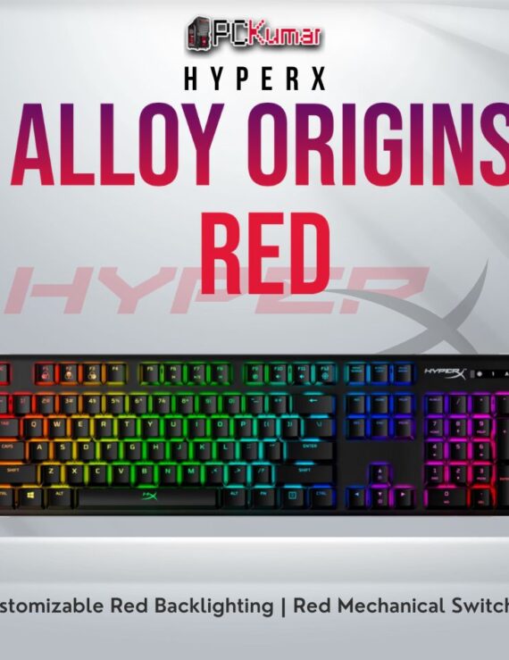HyperX Alloy Origins keyboard with Red linear switches and per-key RGB lighting.