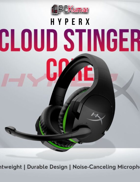 HyperX Cloud Stinger Core gaming headset with lightweight build and clear audio.