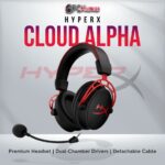 HyperX Cloud Alpha gaming headset with dual-chamber drivers and detachable microphone.