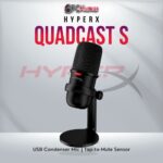 HyperX Solocast microphone with tap-to-mute feature and USB-C connectivity.