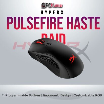 HyperX Pulsefire Raid mouse with 11 programmable buttons and high-precision sensor.
