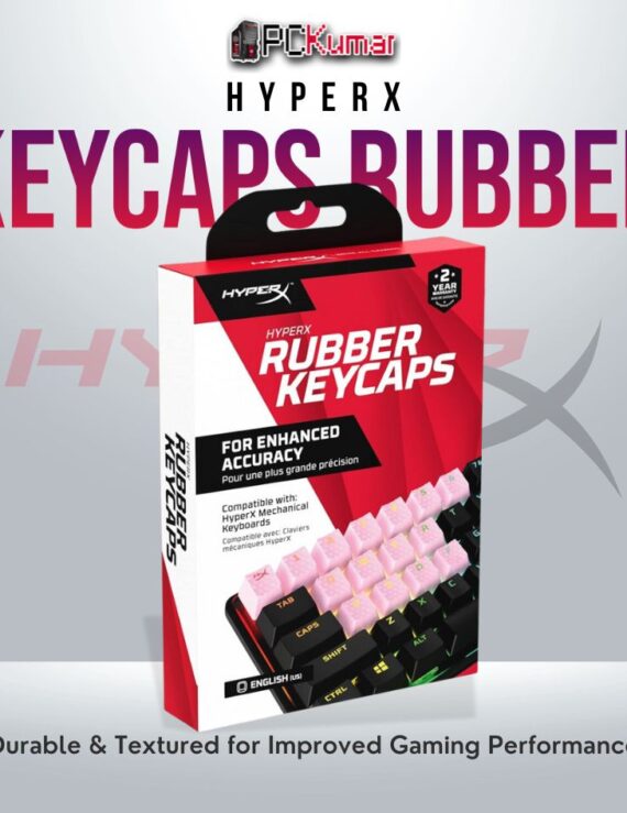 HyperX Rubber Keycaps Pink US layout with textured anti-slip design.