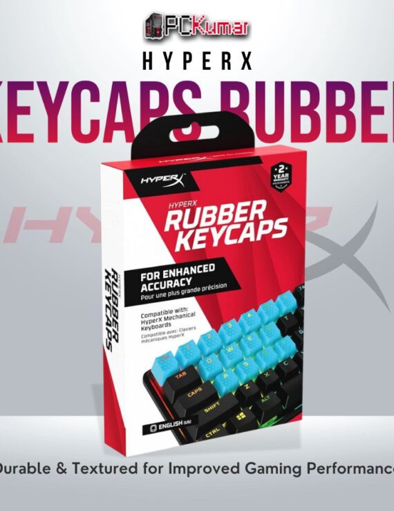 HyperX Rubber Keycaps Blue US layout with anti-slip surface for gaming.