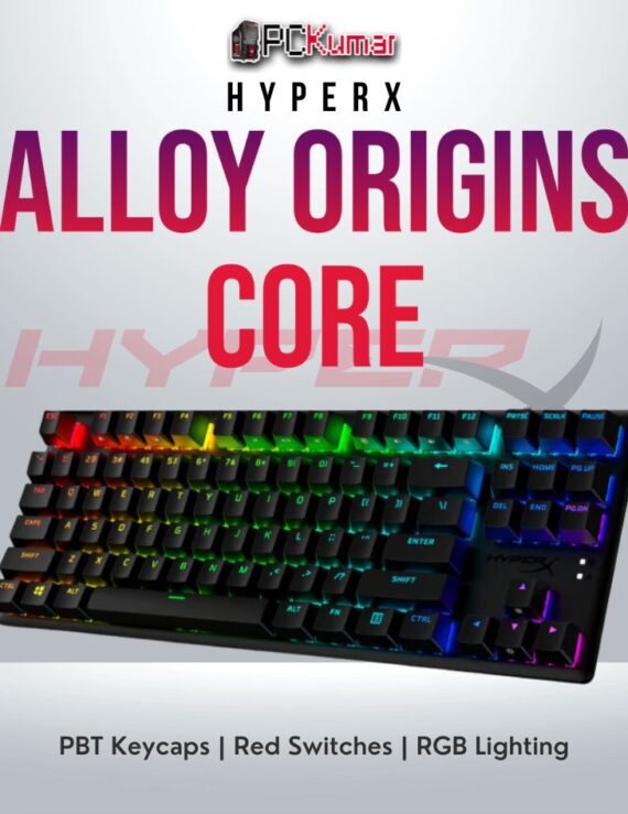 HyperX Alloy Origins Core Red PBT keyboard with durable keycaps and linear switches.