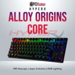 HyperX Origin Core Blue PBT US layout keyboard with clicky switches.
