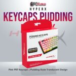 HyperX Pudding PBT Pink keycaps with translucent design for RGB lighting.