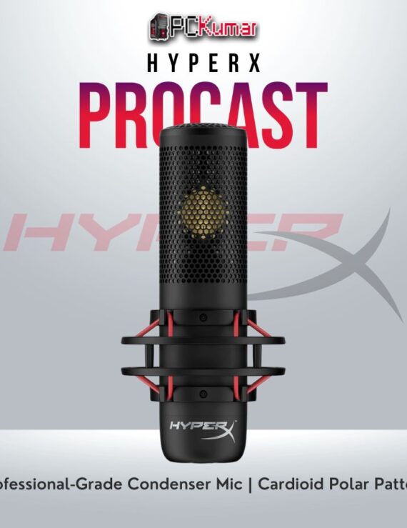 HyperX ProCast condenser microphone with cardioid polar pattern and XLR interface.