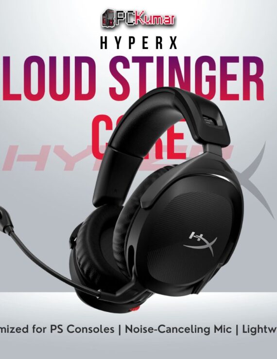 HyperX Cloud Stinger 2 Core PS Black headset with 50mm drivers and comfortable design.