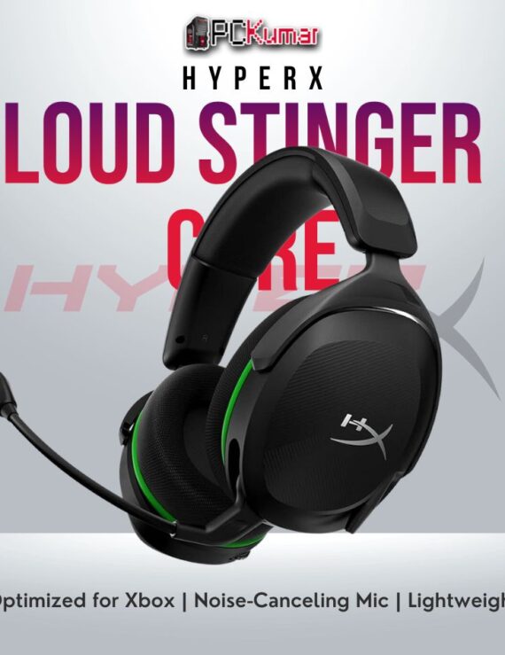 HyperX CloudX Stinger 2 Core Black headset with 50mm drivers for Xbox gaming.