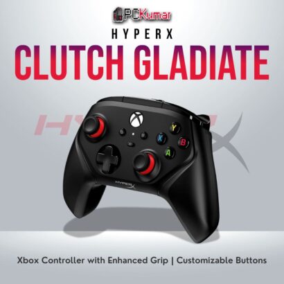 HyperX Clutch Gladiate Xbox controller with ergonomic design and customizable buttons.
