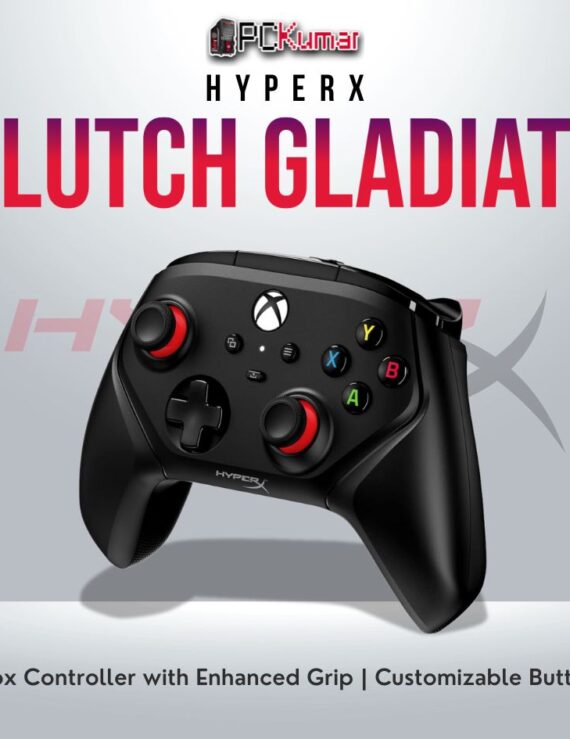 HyperX Clutch Gladiate Xbox controller with ergonomic design and customizable buttons.