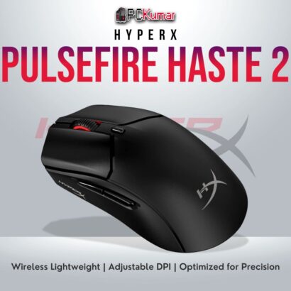 HyperX Pulsefire Haste 2 Black Wireless gaming mouse with 26,000 DPI sensor.