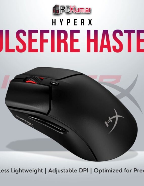 HyperX Pulsefire Haste 2 Black Wireless gaming mouse with 26,000 DPI sensor.