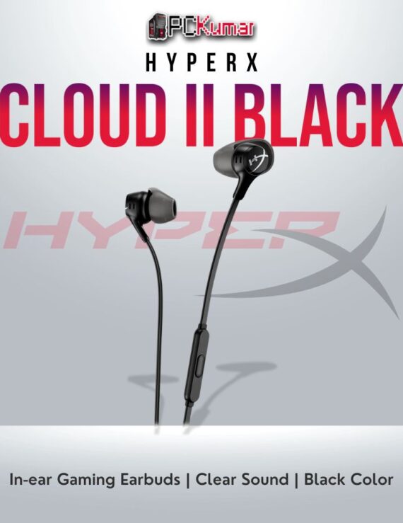 HyperX Cloud II Black earbuds with comfortable design and superior audio.