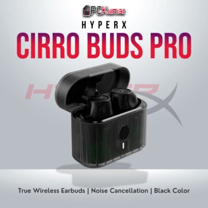 HyperX Cirro Buds Pro True Wireless Black earbuds with noise-canceling technology.