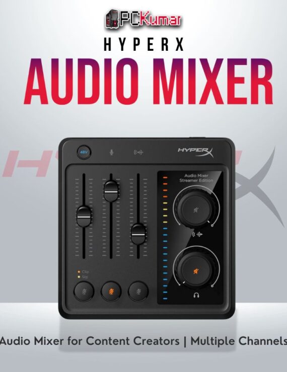 HyperX Audio Mixer with multiple channels and customizable controls for creators.